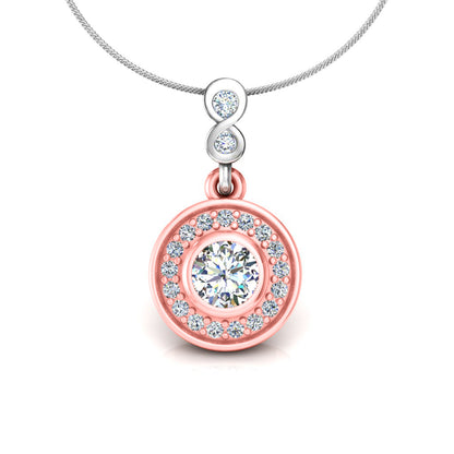 RKC Silver Halo 0,55 CT Moissanit runder Damen-Anhänger, 925er Silber, Gewicht 2,8 g, Höhe 15 mm