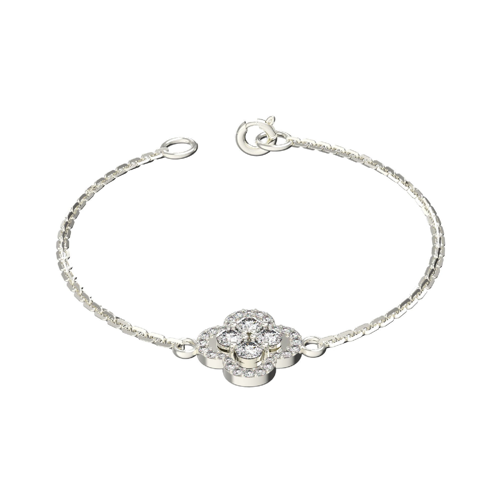 Bracciale da donna floreale in moissanite RKC in argento sterling 925 da 1,00 ct, placcato in oro giallo 14 carati, peso 2,85 ct