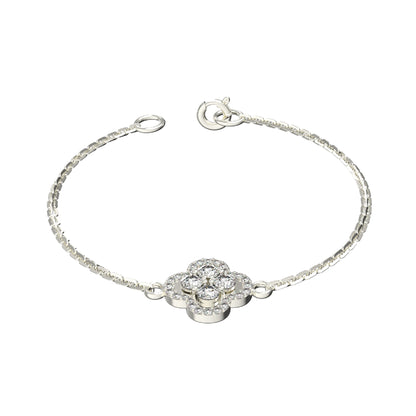 Bracciale da donna floreale in moissanite RKC in argento sterling 925 da 1,00 ct, placcato in oro giallo 14 carati, peso 2,85 ct