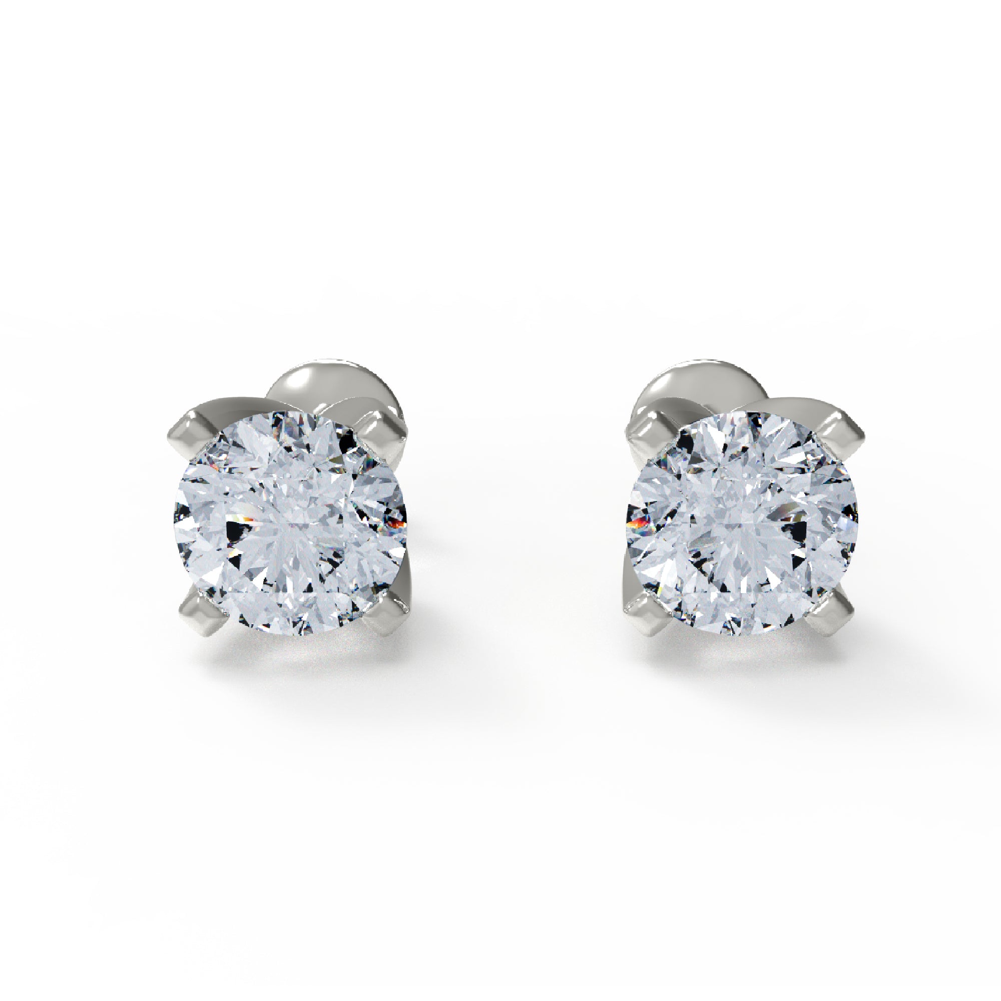 RKC 925 Sterling Silber Unisex-Ohrstecker mit vier Zinken, 14 Karat Gelb, Produktgewicht: 1,60 GM, Höhe: 5,50 mm