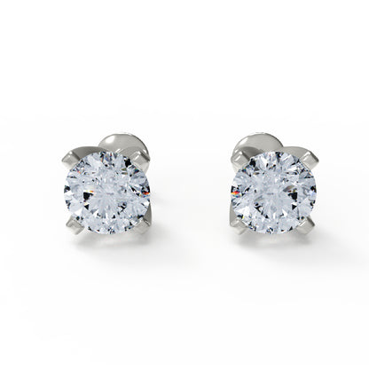 RKC 925 Sterling Silber Unisex-Ohrstecker mit vier Zinken, 14 Karat Gelb, Produktgewicht: 1,60 GM, Höhe: 5,50 mm