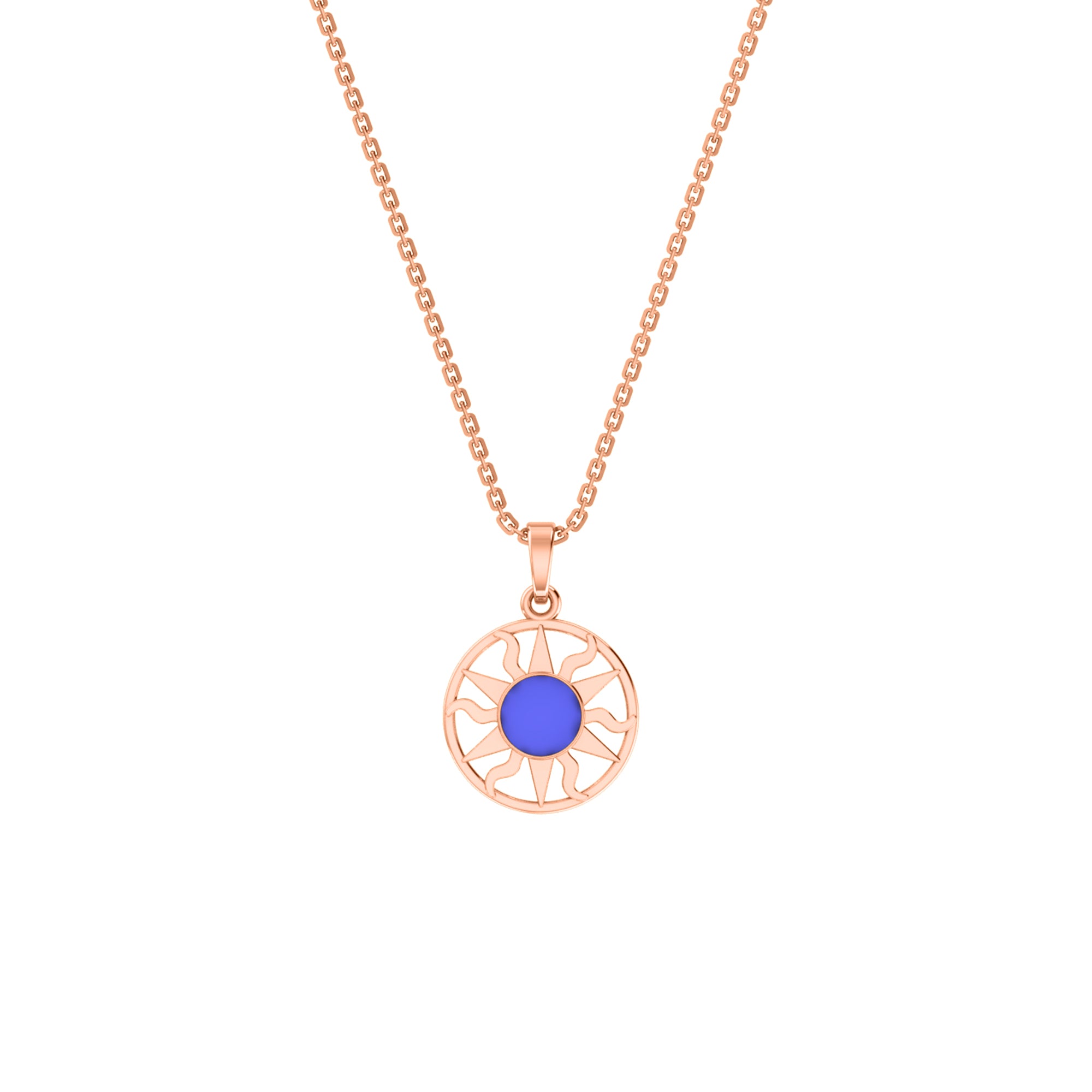 RKC Emaille-Sonnenanhänger, 925er Silberschmuck, 14 Karat Gelbgold vergoldet, Produktgewicht: 4,00 g, Höhe: 12,50 mm