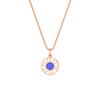 RKC Emaille-Sonnenanhänger, 925er Silberschmuck, 14 Karat Gelbgold vergoldet, Produktgewicht: 4,00 g, Höhe: 12,50 mm