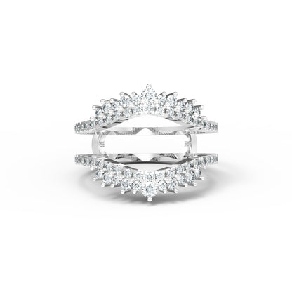 RKC Moissanit Enhancer Guard Ring für Damen, Ehering, 925er Silber, 14 Karat Gelbgold vergoldet, Gewicht 3,80 g, Breite 6 mm