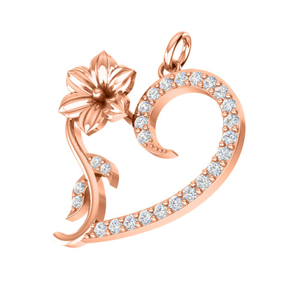 RKC Ciondolo a forma di cuore in moissanite da 0,36 ct, gioielli in argento 925, placcato in oro giallo 14 carati, peso 4,50 g, altezza 25,20 mm