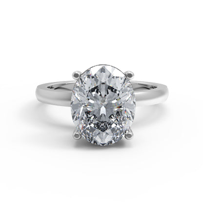 Anello di fidanzamento con moissanite a taglio ovale RKC da 5 ct, argento 925, placcato in oro giallo 14k per donna, peso 3,20 g.