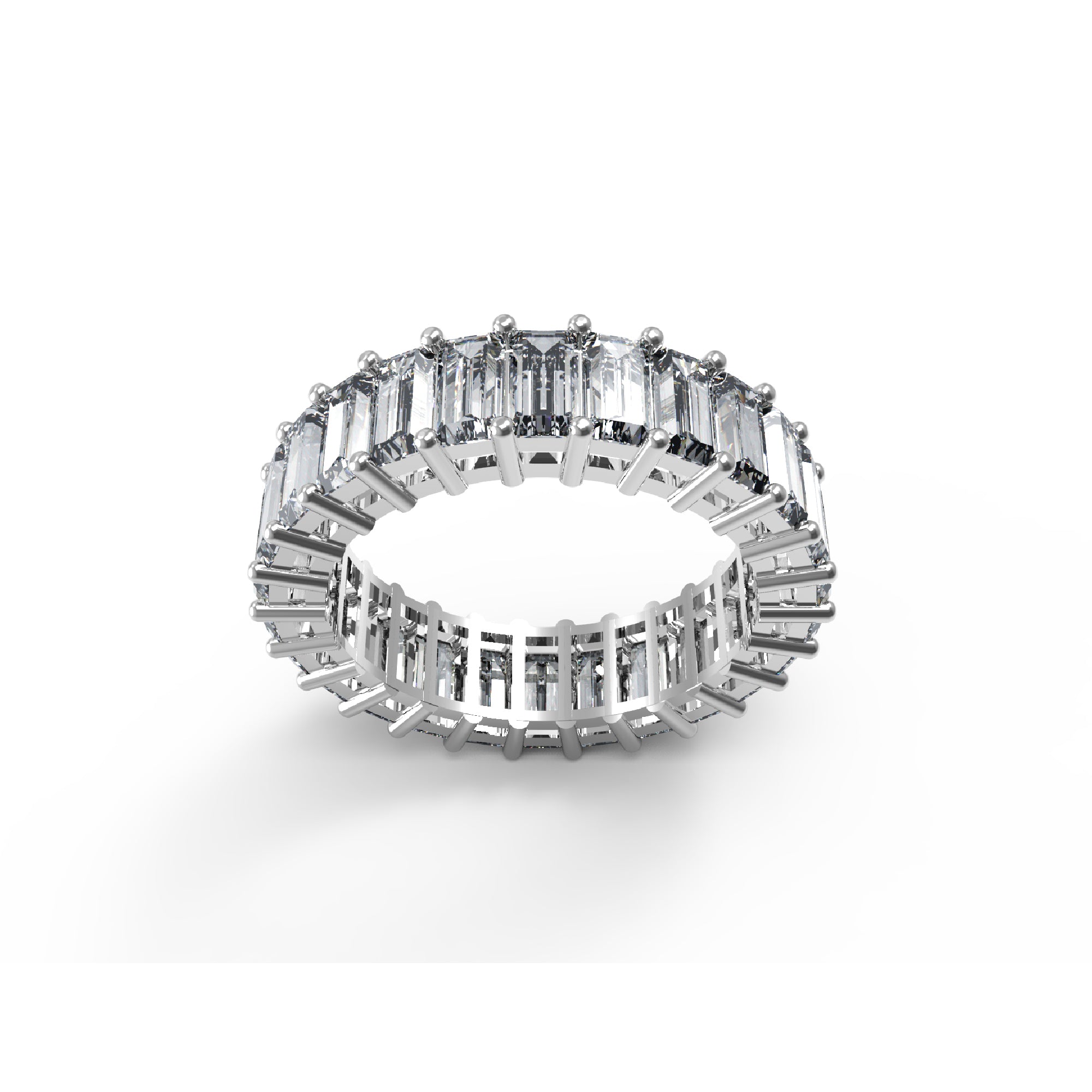 RKC Baguette Cut Moissanite Full Eternity Band per fidanzata Argento 925 placcato oro rosa 14 carati Peso 4 g Larghezza 5,80 MM