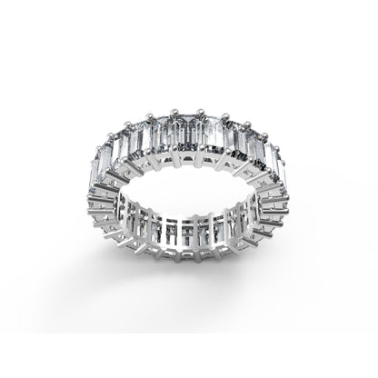 RKC Baguette Cut Moissanite Full Eternity Band per fidanzata Argento 925 placcato oro rosa 14 carati Peso 4 g Larghezza 5,80 MM
