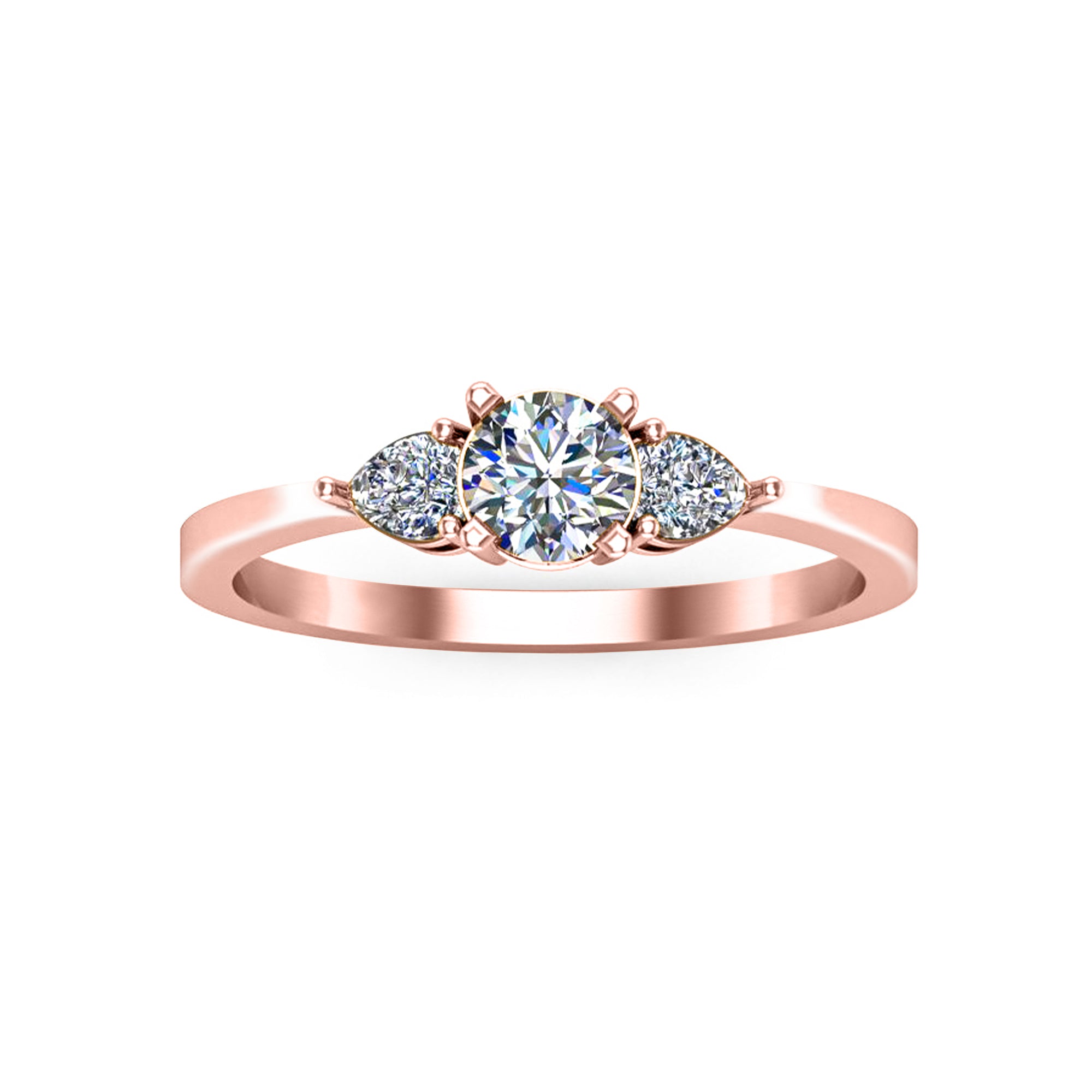 RKC Runder Moissanit-Drei-Steine-Jubiläumsgeschenkring aus 925er Silber mit 14 Karat Gelbgold vergoldeter Ring für Sie, Gewicht 1,50 g, Breite 1,60 mm