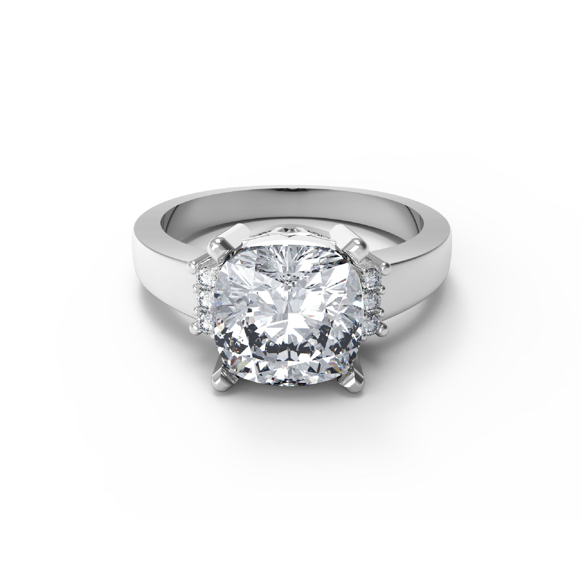 Fede nuziale solitaria in moissanite con taglio a cuscino RKC, argento 925, placcato oro giallo 14 carati, peso 3 g, larghezza 2,10 mm