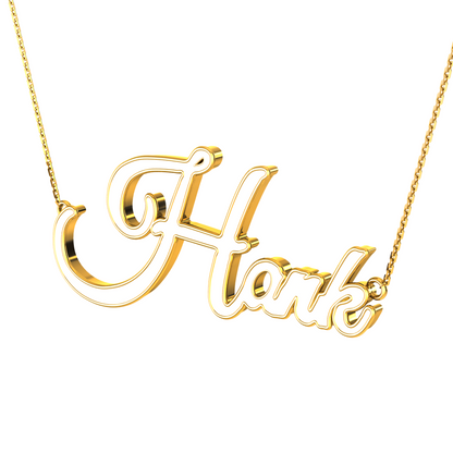 RKC Customize Name Pendant Necklace 14k White Gold Plated 925 Silver Birthday Gift