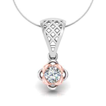 RKC handgefertigter Tropfen-Anhänger mit Blumen-Moissanit-Motiv aus Sterlingsilber, 14 Karat Weißgold vergoldet