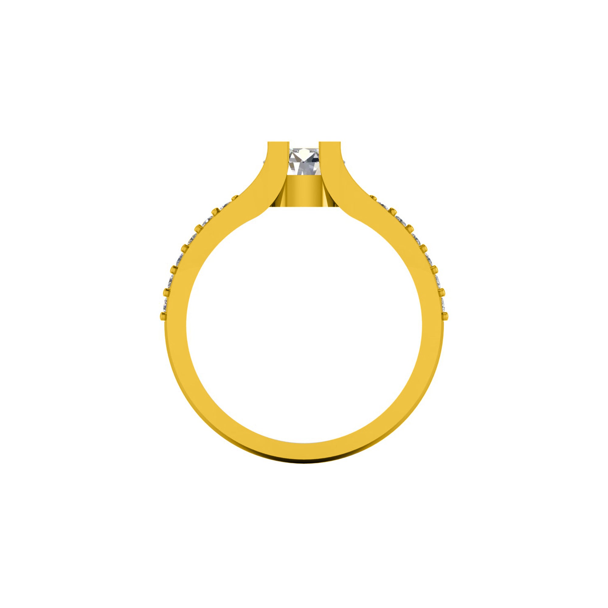 Solitario RKC Moissanite con accenti Micro Set Anello scopo Argento 925 Placcato oro giallo 14 carati Peso 3,2 g Larghezza 3,20 MM