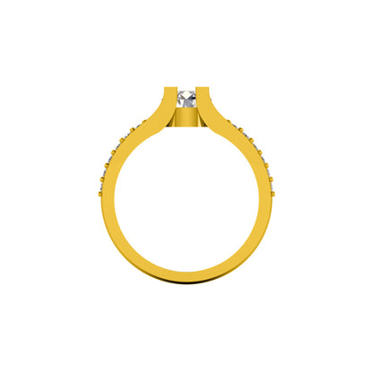 Solitario RKC Moissanite con accenti Micro Set Anello scopo Argento 925 Placcato oro giallo 14 carati Peso 3,2 g Larghezza 3,20 MM