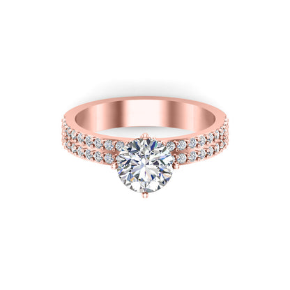 Anello regalo di nozze Moissanite taglio rotondo RKC Argento 925 placcato oro giallo 14K Peso 2,60 g Larghezza 3,50 MM