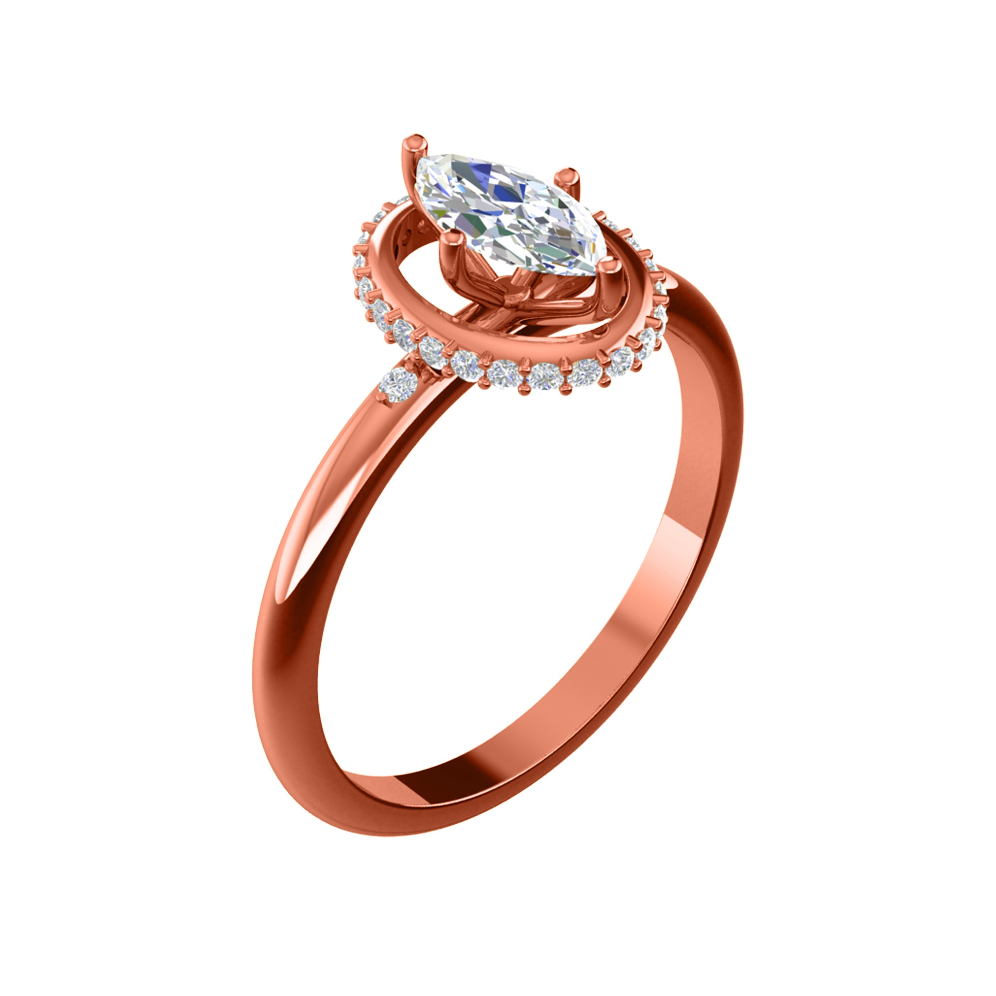 RKC Marquise-Moissanit-Halo-Verlobungsring, 925er Silber, Gelbgold vergoldet, für Damen, Gewicht 2 g