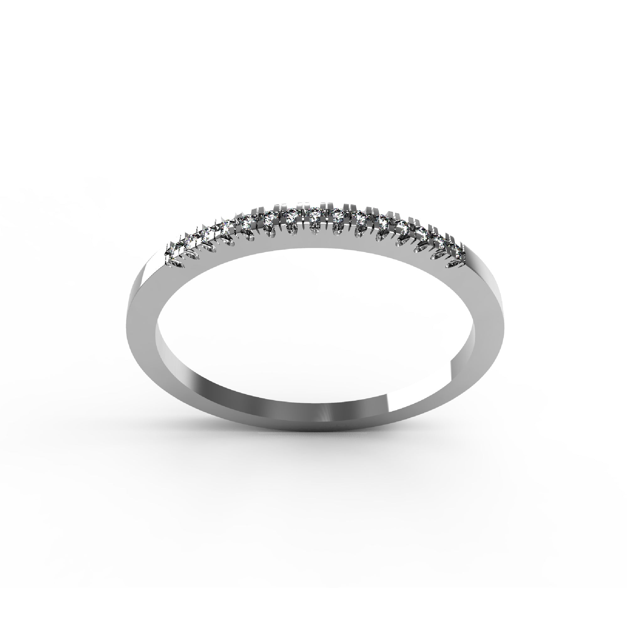 Fede nuziale RKC Moissanite da donna Half Eternity in argento 925 placcato oro rosa 14 carati Peso 1 g Larghezza 1,30 mm