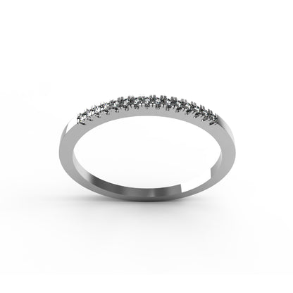 Fede nuziale RKC Moissanite da donna Half Eternity in argento 925 placcato oro rosa 14 carati Peso 1 g Larghezza 1,30 mm