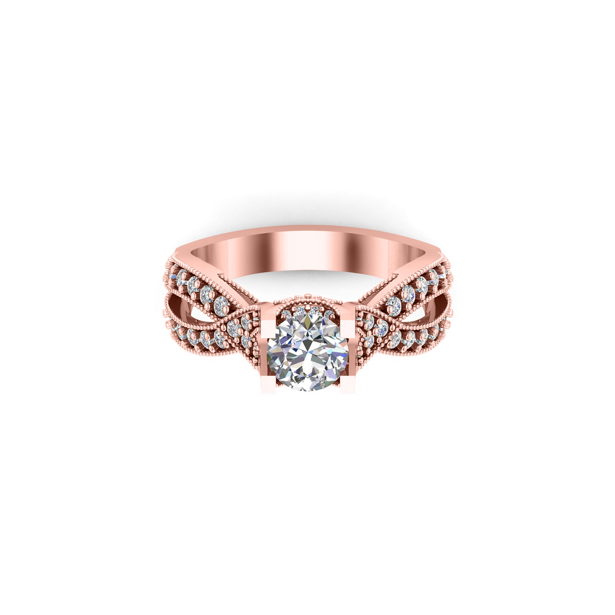 Anello da sposa da donna con solitario in argento 925 rotondo con Moissanite rotondo RKC, peso 3,5 g