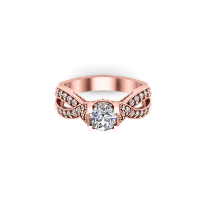 Anello da sposa da donna con solitario in argento 925 rotondo con Moissanite rotondo RKC, peso 3,5 g