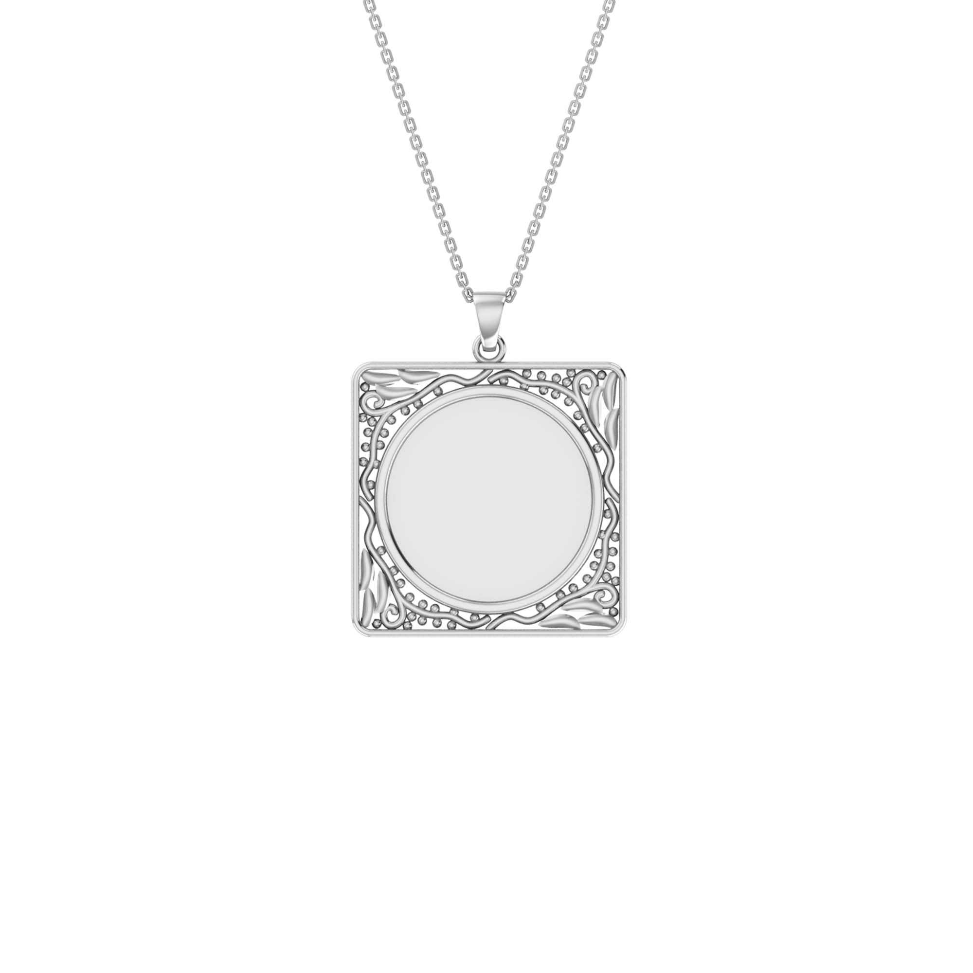 RKC Frame For Photo Personalised Memory Necklace Pendant 14k Gold Plated Silver