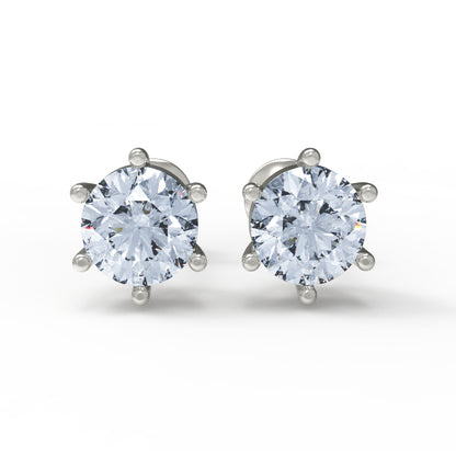RKC Damen-Solitär-Ohrstecker aus 925er-Sterlingsilber, sechs Zinken, 14 Karat Rose über Produktgewicht: 1,20 GM, Steinhöhe: 3,80 mm