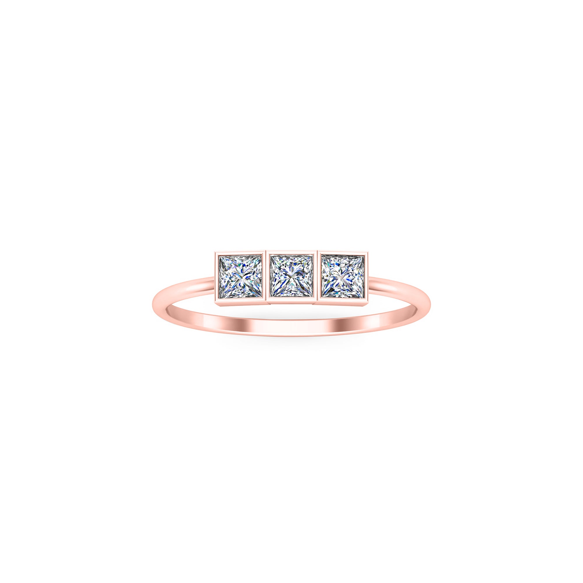 RKC Eheringring aus 925er-Sterlingsilber mit drei Prinzessinnen-Moissanit-Motiven, 14 Karat Gelbgold vergoldet, Gewicht 1,10 g