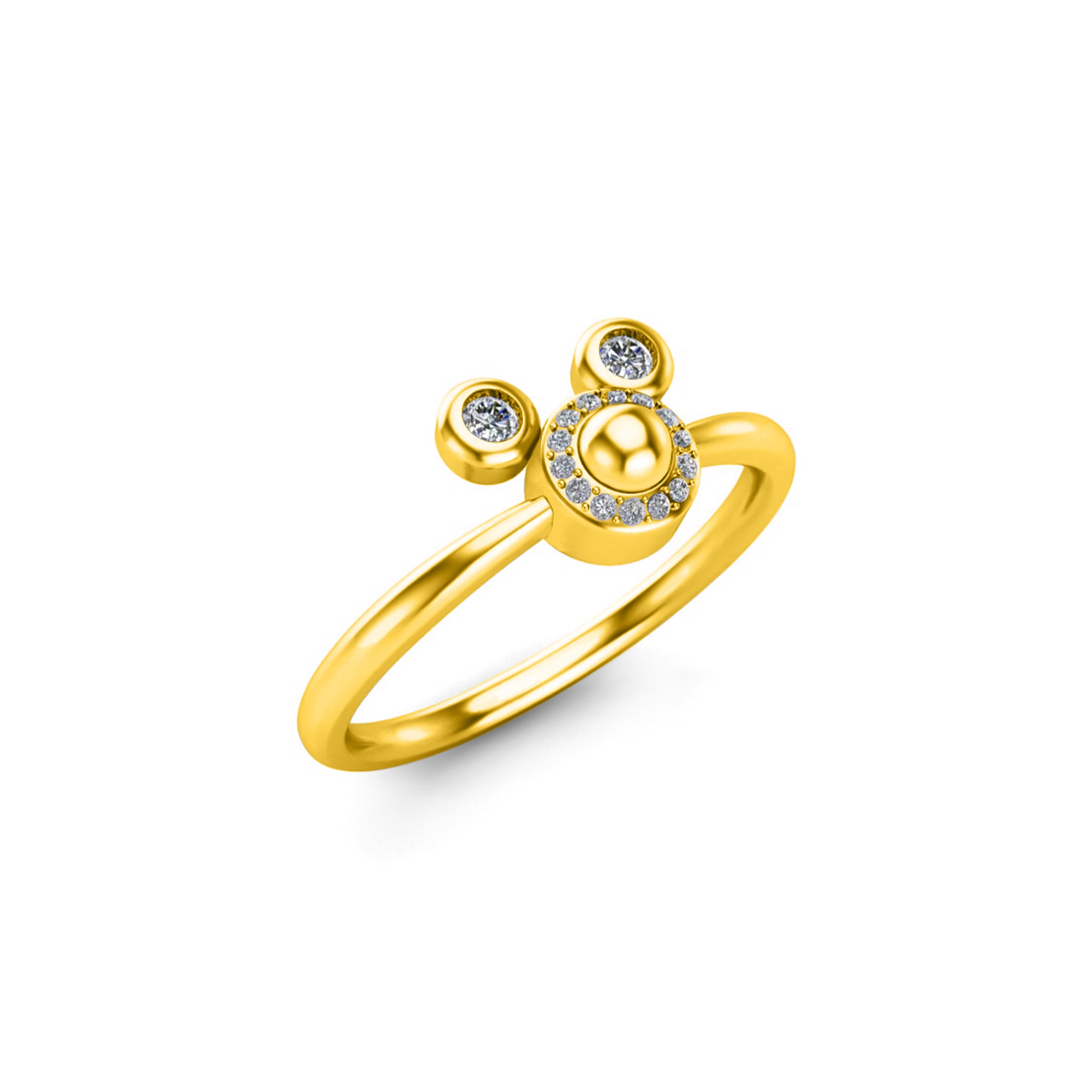 RKC Moissanit Tiny Cute Ring 925 Silber Damenring 14K Gelbgold plattiert, Gewicht 2,30 g, Breite 1,70 mm