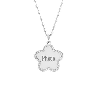 RKC 0.63 Ct Round Cut Real Moissanite Photo Memory Pendant 14k Yellow Gold Plated Weight 5.50 gm