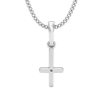 RKC Ciondolo in moissanite da donna in argento 925 con croce religiosa da 0,015 ct, placcato in oro giallo 14 carati, peso 2,4 g, altezza 15 mm