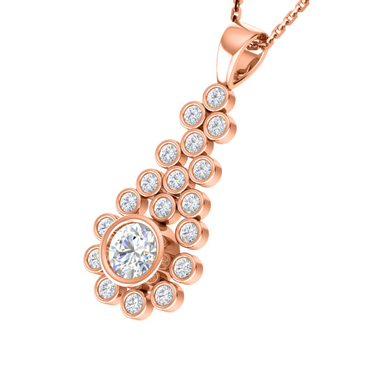 RKC 2.38CT Moissanite Teardrop Pendant 925 Silver Jewelry 14K Rose Gold Plated Wt 6.50 gm Height 38.00mm