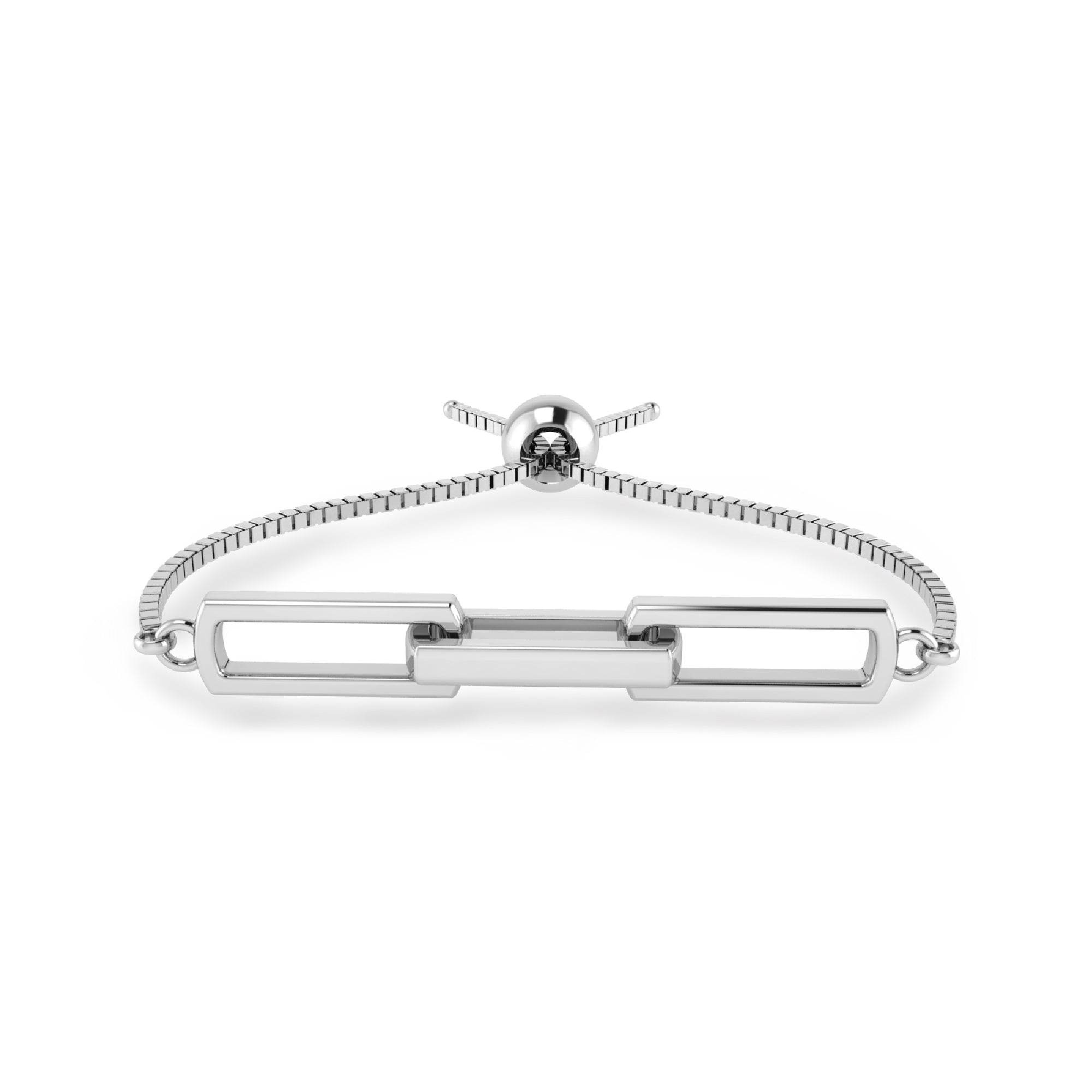 RKC 925 Sterling Silber Damen-Link-Bolo-Armband, 14 Karat Weißgold vergoldet, Gewicht 4 g