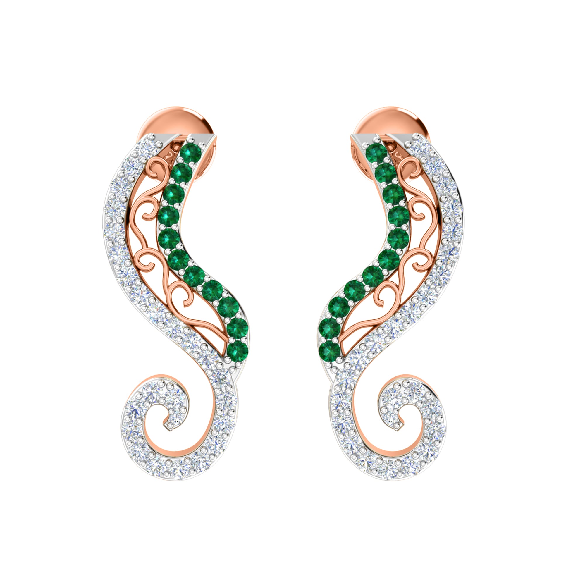 Orecchino da donna con perno in argento sterling RKC 925 bianco 14k su peso 3,00 g, altezza 20,50 mm