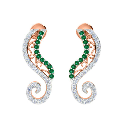 Orecchino da donna con perno in argento sterling RKC 925 bianco 14k su peso 3,00 g, altezza 20,50 mm