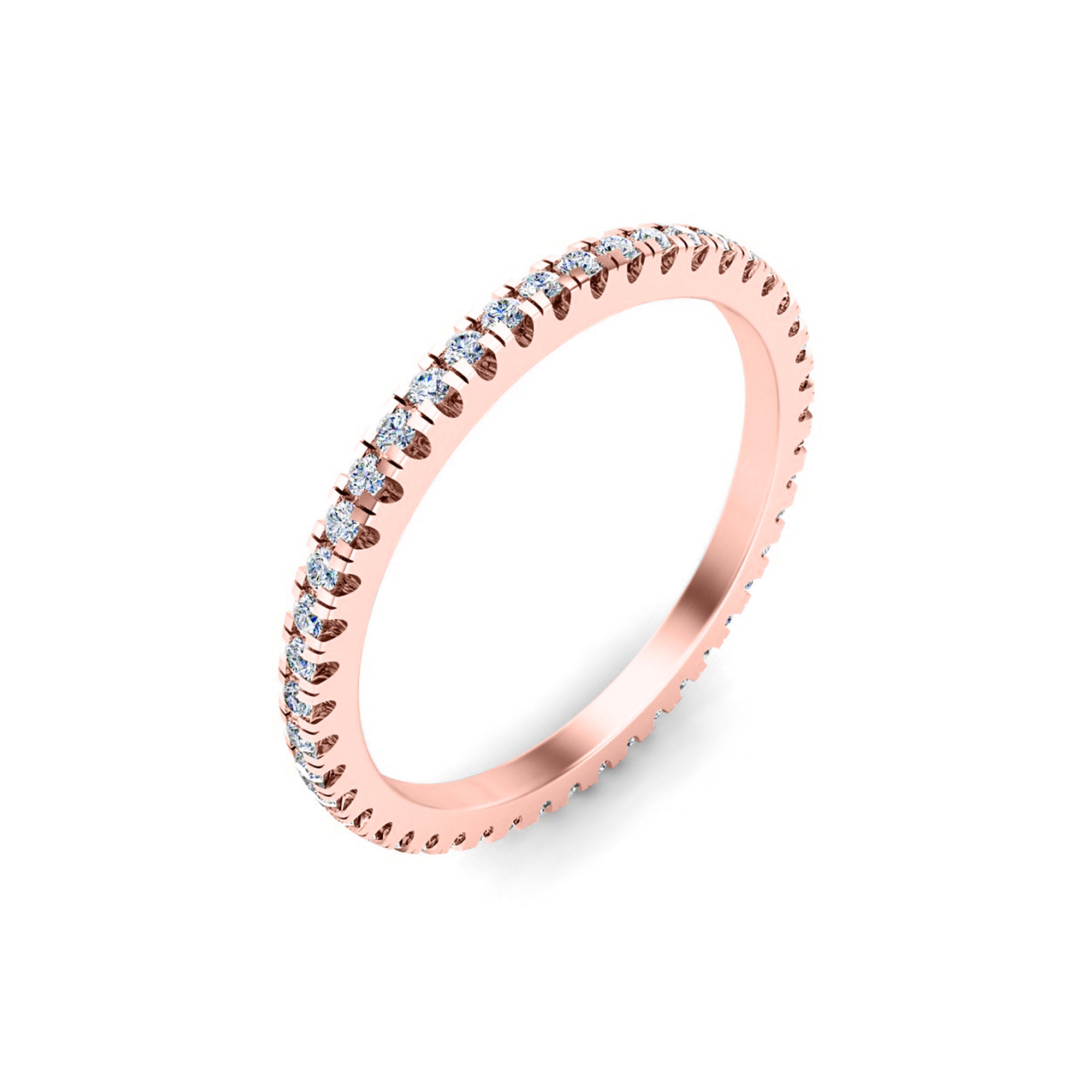 RKC Moissanit Damen-Eternity-Band-Verlobungsring, 14 Karat Roségold vergoldet, 925er Sterlingsilber, Gewicht 1,20 mm, Breite 1,60 mm