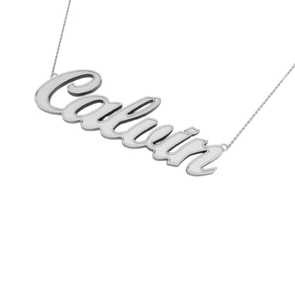 RKC 14k Yellow Gold Plated Name Plate Locket Pendant Necklace 925 Silver Weight 4 gm