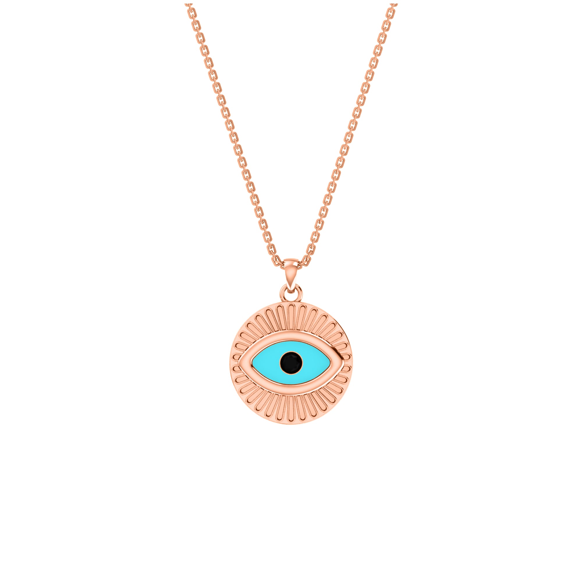 RKC 0,17 CT Emaille Evil Eye Anhänger 925 Silber 14K Gelbgold plattiert, Gewicht 5,80 GM, Höhe 20,00 MM