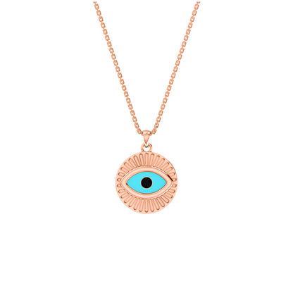 RKC 0,17 CT Emaille Evil Eye Anhänger 925 Silber 14K Gelbgold plattiert, Gewicht 5,80 GM, Höhe 20,00 MM