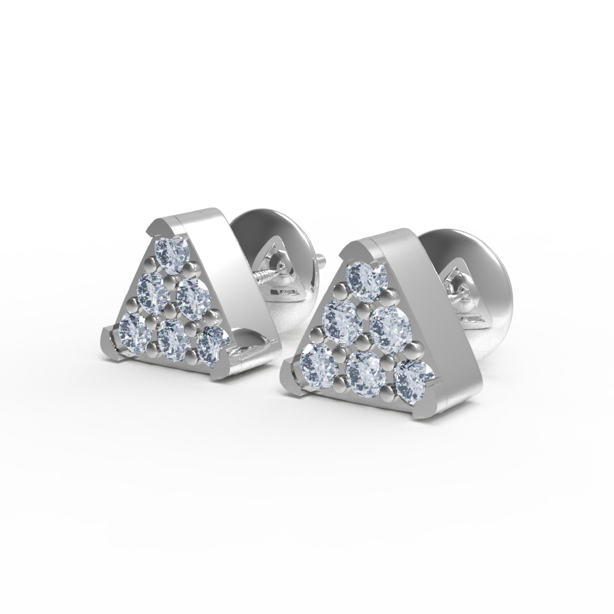 Orecchino da donna piccolo triangolare in argento sterling RKC 925 14k giallo oltre 2,30 Gm altezza 6,20 MM