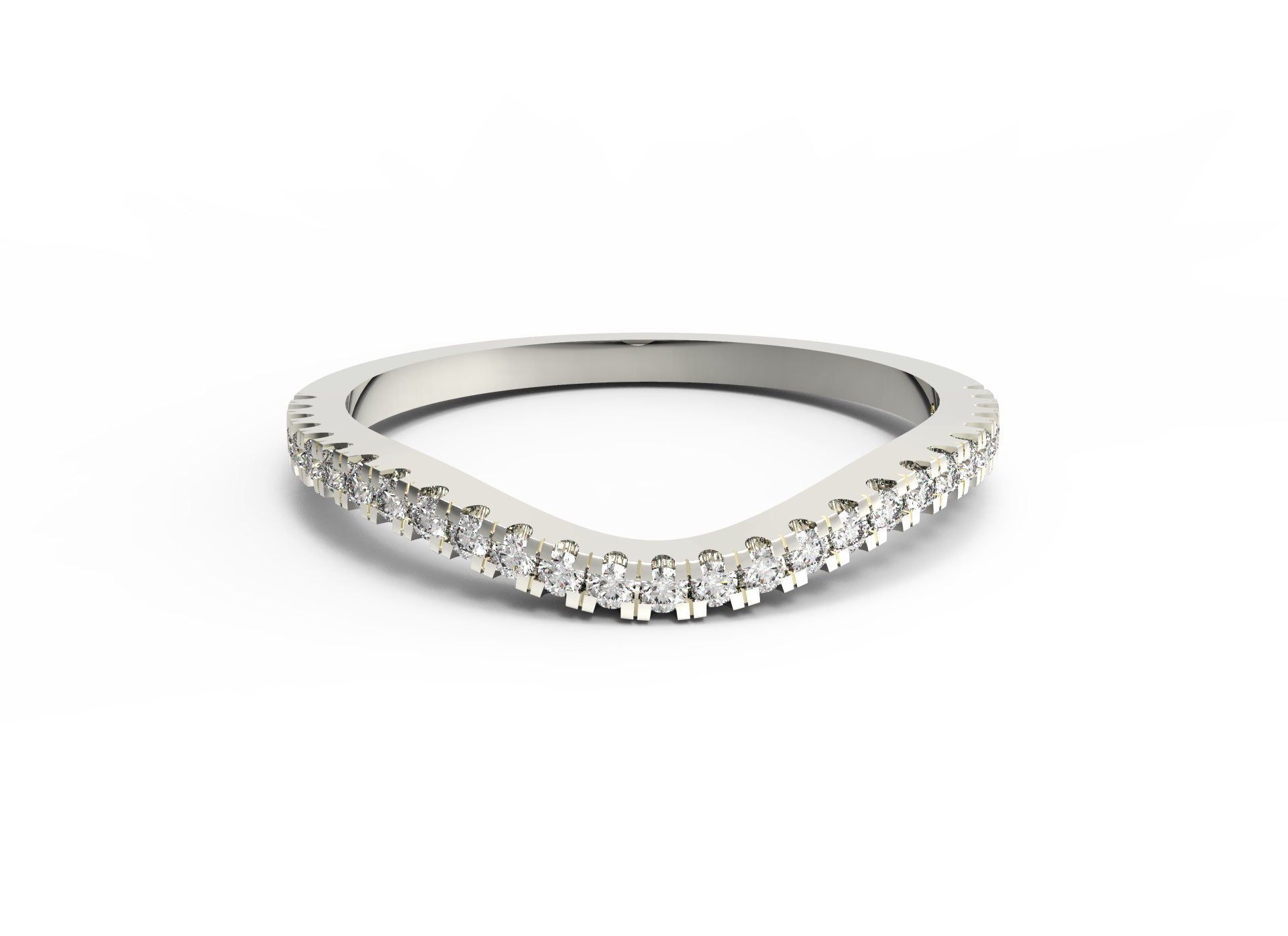 Fede nuziale da donna curva Moissanite RKC, oro giallo su argento sterling 925, peso 1,30 g.