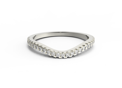 Fede nuziale da donna curva Moissanite RKC, oro giallo su argento sterling 925, peso 1,30 g.