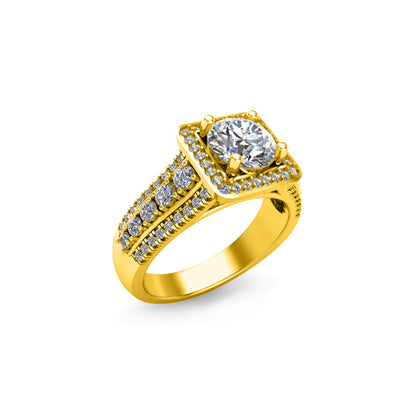 RKC Moissanit-Halo-Hochzeits-Brautring, 925er Sterlingsilber, 14 Karat Gelbgold vergoldet, Gewicht 6 g, Breite 3,50 mm