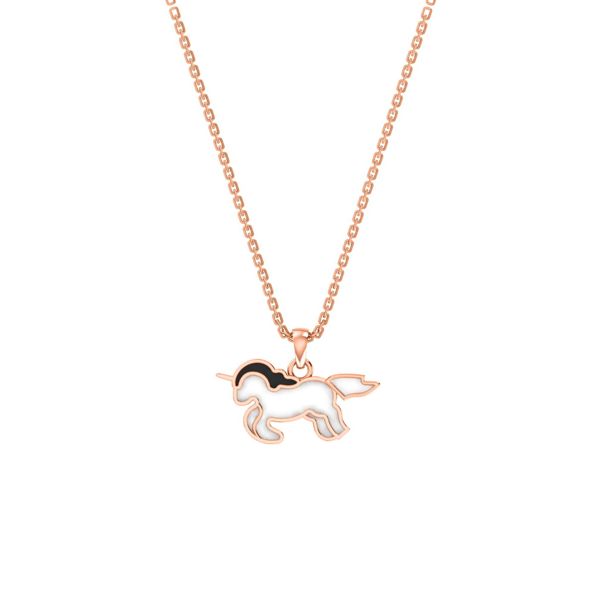 RKC Emaille-Einhorn-Anhänger, 925er Silber, Schmuck, 14 Karat Gelbgold vergoldet, Produktgewicht: 3,80 g, Höhe: 12,00 mm
