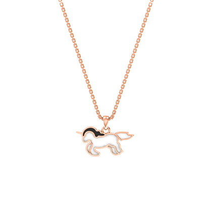 RKC Emaille-Einhorn-Anhänger, 925er Silber, Schmuck, 14 Karat Gelbgold vergoldet, Produktgewicht: 3,80 g, Höhe: 12,00 mm