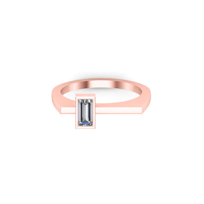 Anello regalo con fascia solitaria unisex RKC Baguette Moissanite Argento 925 placcato oro giallo 14K Peso 3 g Larghezza 1,60 MM