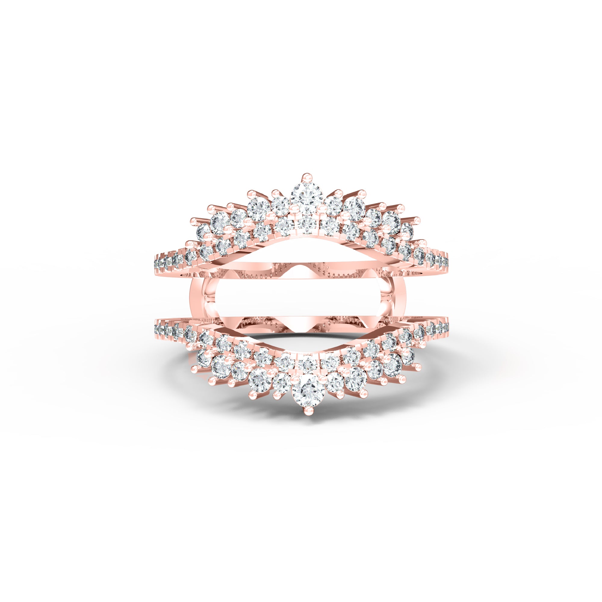 RKC Moissanit Enhancer Guard Ring für Damen, Ehering, 925er Silber, 14 Karat Gelbgold vergoldet, Gewicht 3,80 g, Breite 6 mm