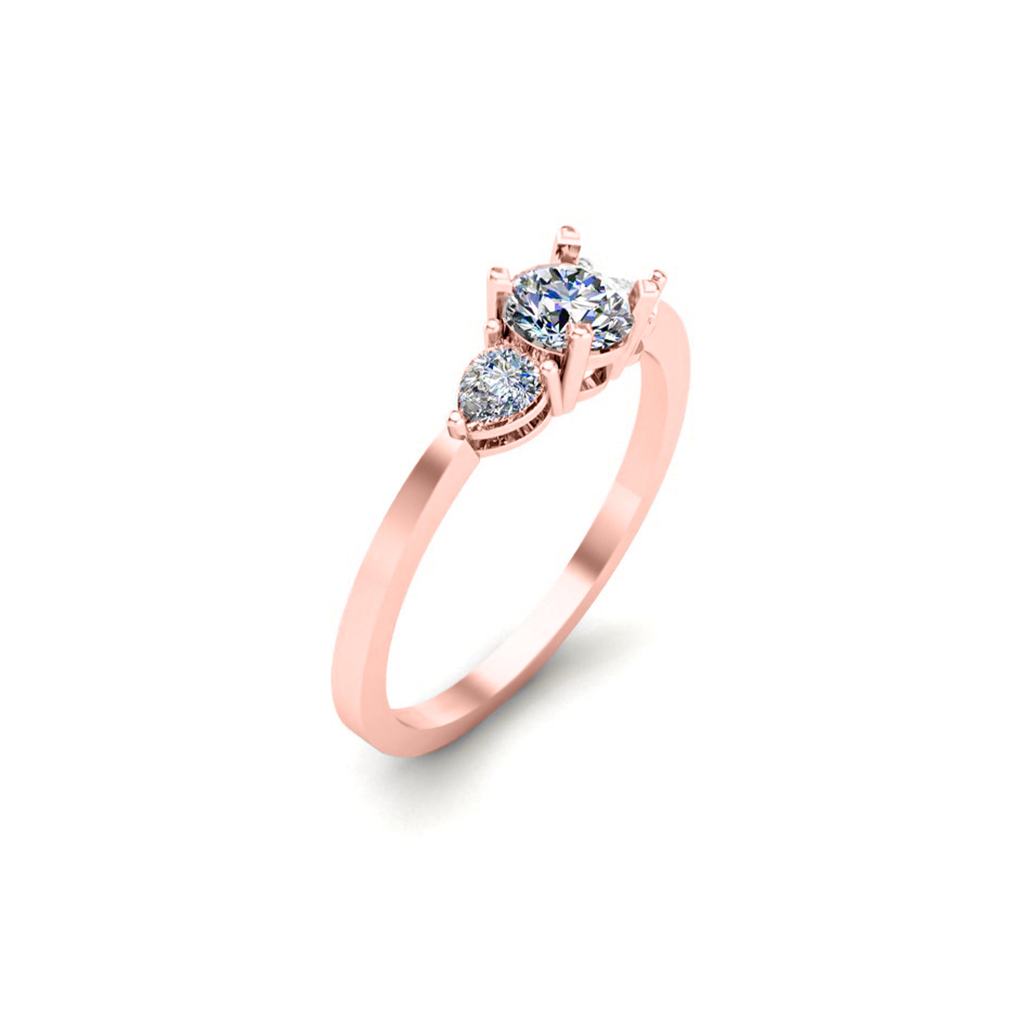 RKC Runder Moissanit-Drei-Steine-Jubiläumsgeschenkring aus 925er Silber mit 14 Karat Gelbgold vergoldeter Ring für Sie, Gewicht 1,50 g, Breite 1,60 mm