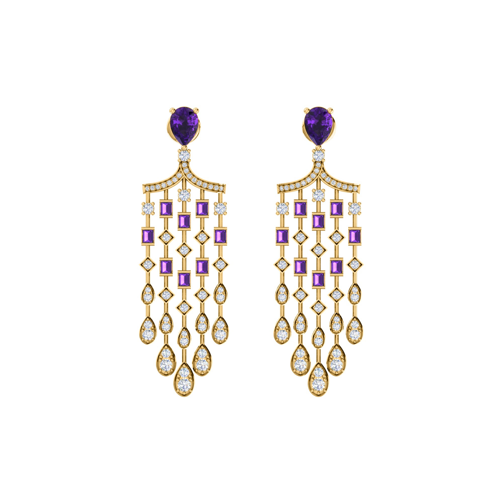 Orecchino da donna con pendente Halo in argento sterling RKC 925, oro giallo 14k, peso 8,00 GM, altezza 51,00 mm