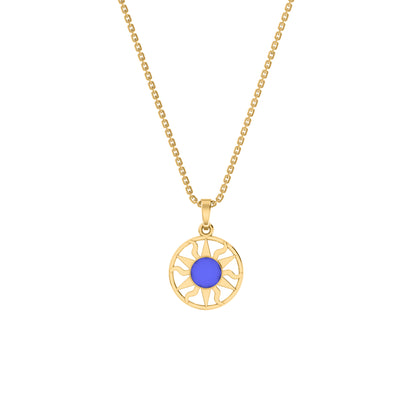 RKC Emaille-Sonnenanhänger, 925er Silberschmuck, 14 Karat Gelbgold vergoldet, Produktgewicht: 4,00 g, Höhe: 12,50 mm