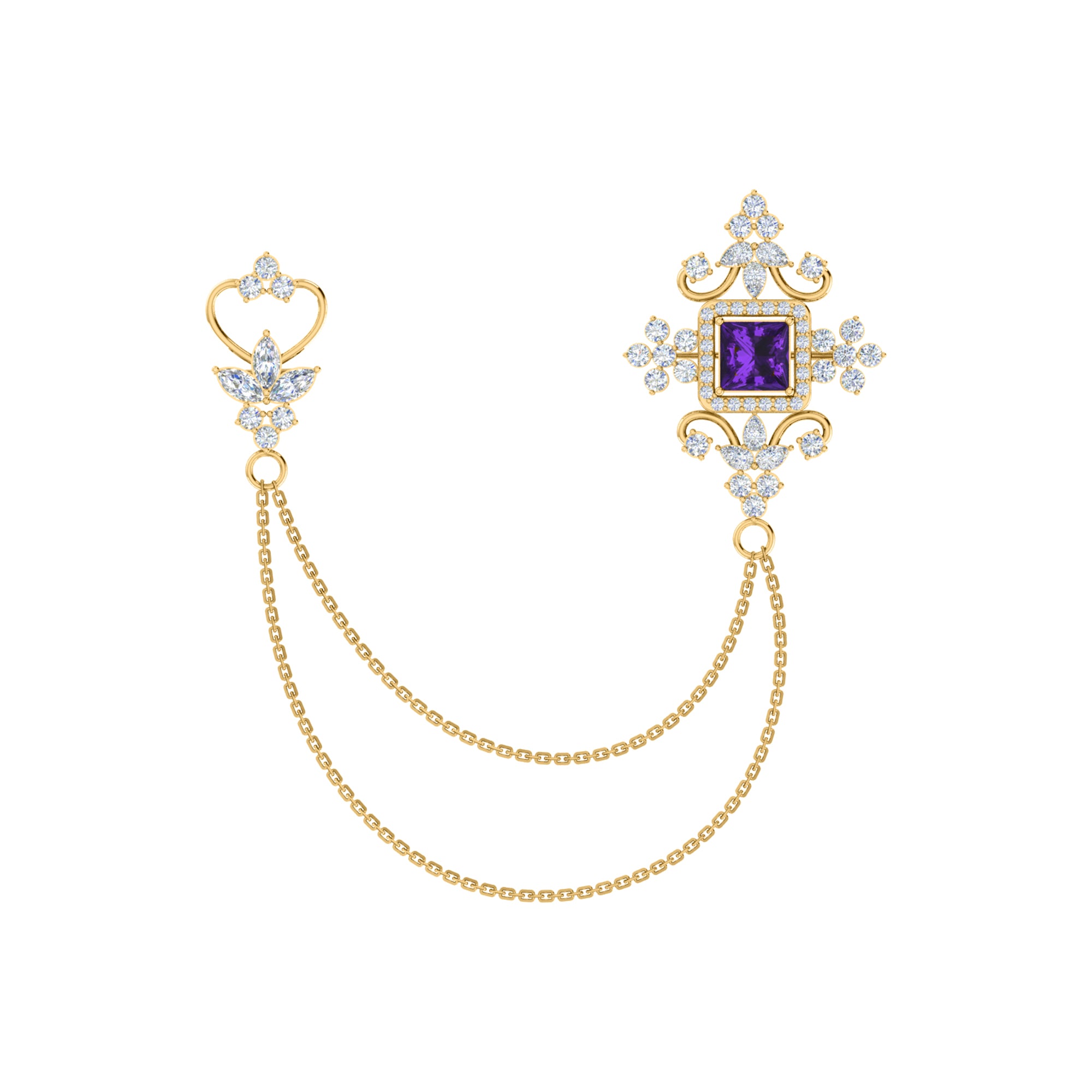 Spilla RKC Moissanite in argento sterling 925, prodotto placcato in oro rosa 14 carati, peso 6,10 GM, altezza 40,50 MM